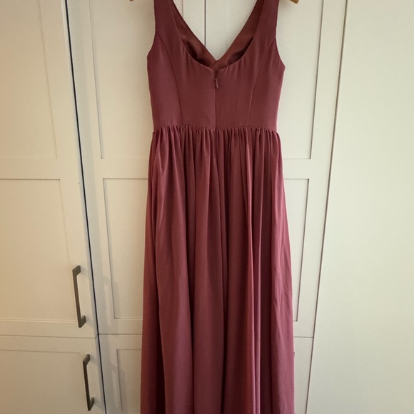 AZAZIE KEYLA Desert Rose A-Line V-Neck Pleated Chiffon Dress - Size A6 - Picture 5 of 6